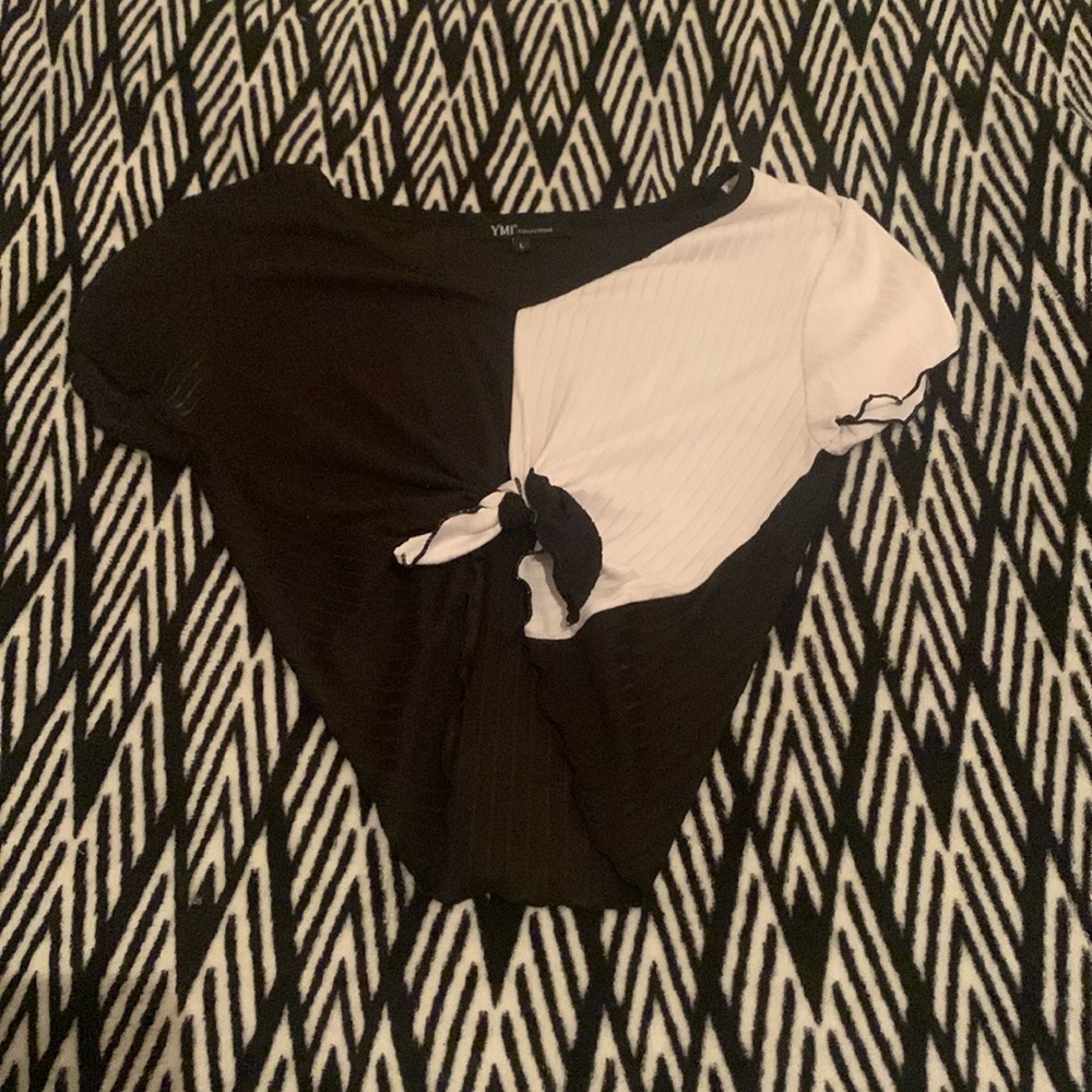 Half blacked half white crop top